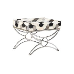 Stol DKD Home Decor S�lvfarvet Sort St�l L�der Hvid (53 x 40 x 43 cm)