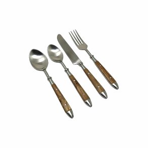 Bestik DKD Home Decor Natur S�lvfarvet Rustfrit st�l Akacie (4,5 x 2 x 20 cm)