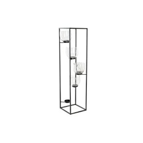 Lyseholder DKD Home Decor Krystal Sort Gennemsigtig 18 x 18 x 76 cm Jern