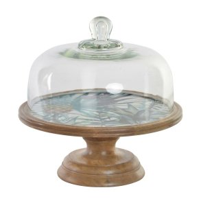 Snack bakke DKD Home Decor Krystal Natur Gr�n Mangotr� Tropisk (30 x 30 x 33 cm)