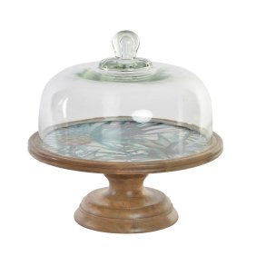 Snack bakke DKD Home Decor Multifarvet Natur Krystal Mangotr� Moderne 30 x 30 x 33 cm