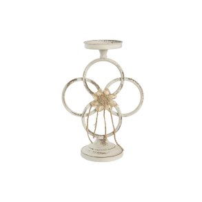 Lyseholder DKD Home Decor 24 x 13 x 34 cm Metal Hvid