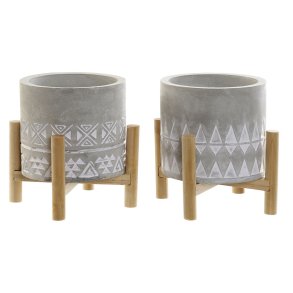 Stearinlys DKD Home Decor Gr Tr Brun Cement Aluminium Voks (10 x 10 x 12 cm) (2 enheder)