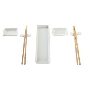 Sushi-s�t DKD Home Decor 24 x 7 x 2 cm Natur Hvid Stent�j Orientalsk