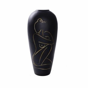 Vase DKD Home Decor Dame Sort Harpiks Moderne (34 x 34 x 73,5 cm)