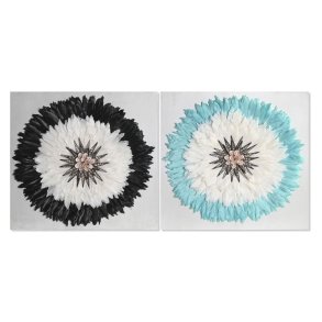 Vgdekoration DKD Home Decor Hvid Sort 60 x 6 x 60 cm (2 enheder)