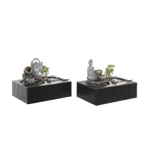 Fontana DKD Home Decor Buddha Harpiks Orientalsk 29 x 21 x 23 cm (2 enheder)