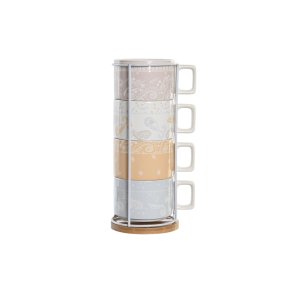 Dele kaffekops�t DKD Home Decor Gul Bl� Hvid R�d Metal Bambus Dolomite 260 ml