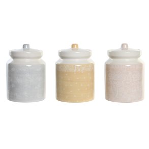 Blik DKD Home Decor 12 x 12 x 16 cm Bl Pink Gul Dolomite Shabby Chic (3 enheder)