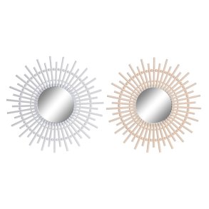 Vgspejl DKD Home Decor Scandi Krystal Natur Hvid polypropylen (50 x 2,5 x 50 cm) (2 enheder)