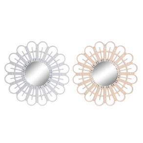 Vgspejl DKD Home Decor Scandi Krystal Natur Hvid polypropylen (50 x 2,5 x 50 cm) (2 enheder)