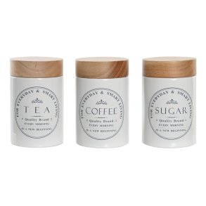 Blik DKD Home Decor Tr Hvid Stentj 10 x 10 x 16 cm (3 enheder)