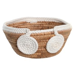 Borddekoration DKD Home Decor Hvid Natur Tov Naturlig fiber 29 x 29 x 14 cm 30 x 30 x 14 cm 32 x 32 x 14 cm