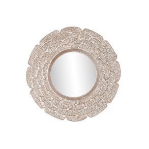 Vgspejl DKD Home Decor Hvid Natur Indianer mand Afkldt 90 x 1,5 x 90 cm (90 Dele)