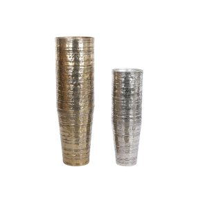 Vase DKD Home Decor Gylden Slvfarvet Aluminium Moderne 31 x 31 x 106 cm