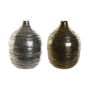 Vase DKD Home Decor 20 x 20 x 28,5 cm Slvfarvet Gylden Aluminium Moderne (2 enheder)