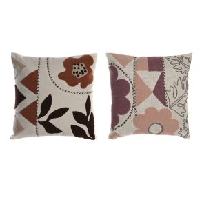 Pude DKD Home Decor Hvid Pink 45 x 15 x 45 cm (2 enheder)