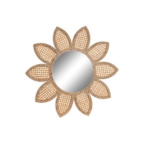 Vgspejl DKD Home Decor Brun Natur Sol Tropisk 60 x 2 x 60 cm