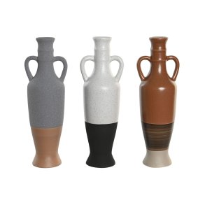Vase DKD Home Decor Hvid Gr Terrakotta Porceln 9,6 x 9 x 28,6 cm 9,6 x 9 x 29 cm (3 enheder)