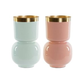 Vase DKD Home Decor Grn Gylden Koral Jern Lakeret 18 x 18 x 31 cm (2 enheder)