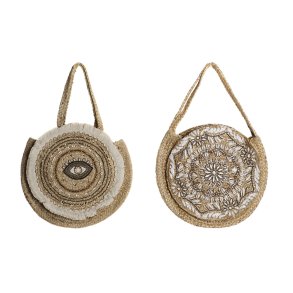 Hndtasker til damer DKD Home Decor Sort Beige Natur 36 x 12 x 36 cm (2 enheder)