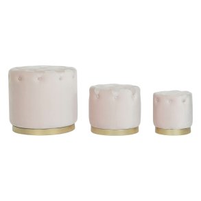 Fodsttte DKD Home Decor Pink Gylden Tr MDF Fljl 60 x 60 x 54 cm (3 enheder)