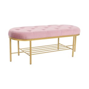 Stol DKD Home Decor 100 x 35 x 40 cm Pink Gylden Metal