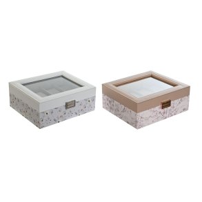 ske til ure DKD Home Decor Bl Lyserd Krystal 22,5 x 19,5 x 9,5 cm (2 enheder)