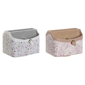 Fjernbetjening holder DKD Home Decor Bl Gr Camel Lyserd 2 enheder