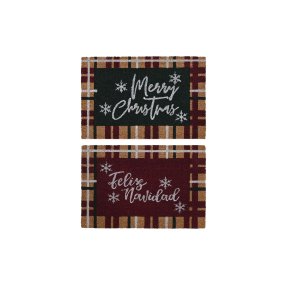 Drmtte DKD Home Decor Hvid Brun Rd Grn PVC Kokosnd Fiber 60 x 40 x 1,5 cm (2 enheder)