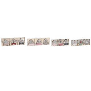 Hngende dekoration DKD Home Decor Rd Pink Tr 23 x 1,5 x 9 cm (6 Dele) (4 enheder)