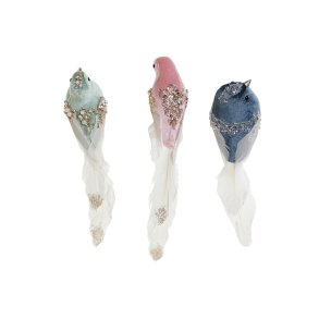 Julepynt DKD Home Decor Multifarvet Fugl 25 x 7 x 6 cm (3 enheder)