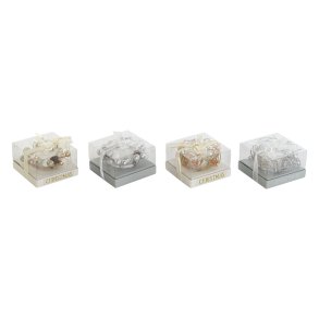 Stearinlys DKD Home Decor Gylden Slvfarvet Jul 10.5 x 10.5 x 7 cm 10,5 x 10,5 x 7 cm (4 enheder)
