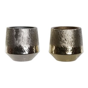 Borddekoration DKD Home Decor Gylden Slvfarvet Aluminium 19 x 19 x 20 cm (2 enheder)