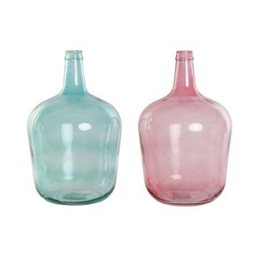 Vase DKD Home Decor Grn Pink Hrdet glas 25 x 25 x 40 cm (2 enheder)