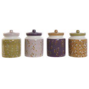 Blik DKD Home Decor Grn Pink Sennep Syren Dolomite Shabby Chic 1 L 12 x 12 x 16 cm (4 enheder)