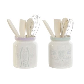 Blik DKD Home Decor Grn Multifarvet Syren Metal Tr MDF 12 x 12 x 25 cm (2 enheder)