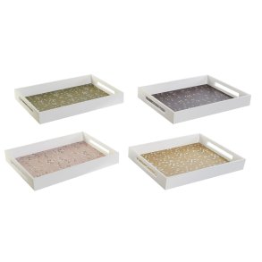 Bakke DKD Home Decor Gr�n Sennep M�rkebrun Lyser�d Tr� MDF 40 x 30 x 5 cm (4 enheder)