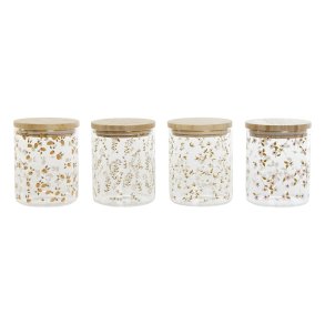 Blik DKD Home Decor Bambus Borosilikatglas Shabby Chic 700 ml 10 x 10 x 12,5 cm (4 enheder)