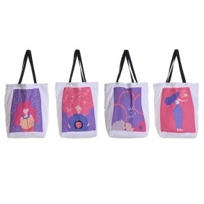 Tekstil pose DKD Home Decor Hvid polialgodon Polyester 43 x 15 x 40 cm (4 enheder)