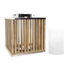 Lyseholder DKD Home Decor Brun S�lvfarvet Natur Krystal Mangotr� 31 x 31 x 35 cm