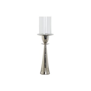 Lyseholder DKD Home Decor S�lvfarvet Aluminium Krystal 14 x 14 x 48 cm