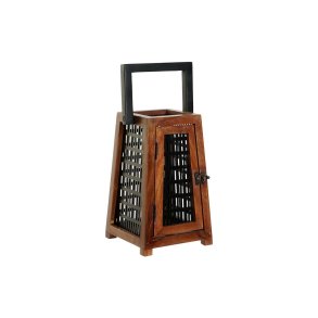 Lyseholder DKD Home Decor Sort Natur Metal Mangotr� 15 x 15 x 26 cm