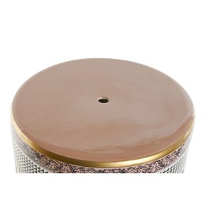 Sofabord Home ESPRIT Hvid Sort Gylden Fersken Porcel�n 33 x 33 x 42 cm