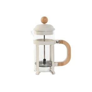Kaffekande med stempel Home ESPRIT Hvid Natur Rustfrit stl polypropylen 350 ml 13 x 8 x 19 cm
