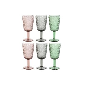 S�t med glas Home ESPRIT Sort R�d Gr�n Krystal 285 ml (6 enheder)