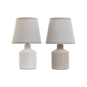 Bordlampe Home ESPRIT Hvid Beige 40 W 220 V 15 x 15 x 27 cm (2 enheder)