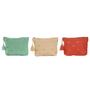Rejsetoilettaske Home ESPRIT Gr�n Beige Koral 25 x 5 x 20 cm (3 enheder)