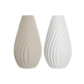 Vase Home ESPRIT Hvid Beige Stent�j Traditionel stil 24 x 24 x 41 cm (2 enheder)