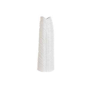 Vase Home ESPRIT Hvid Stent�j Tropisk Blad af en plante 33 x 10 x 70 cm
